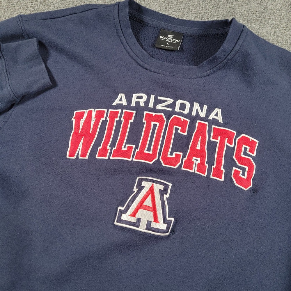Arizona Wildcats Sweatshirt Mens Large Navy Blue Embroidered‎ Pullover Colosseum